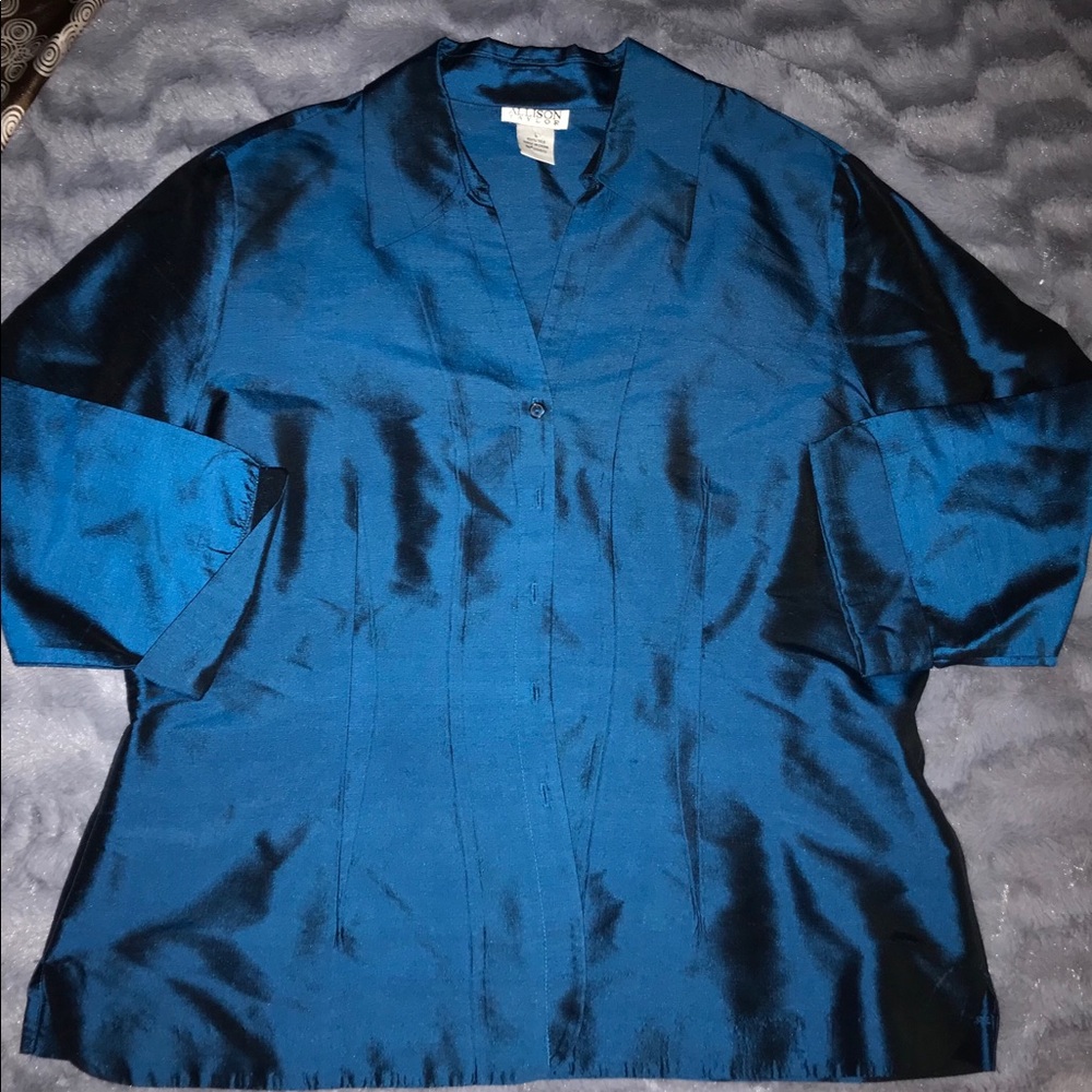 Allison Taylor Blue Blouse Large